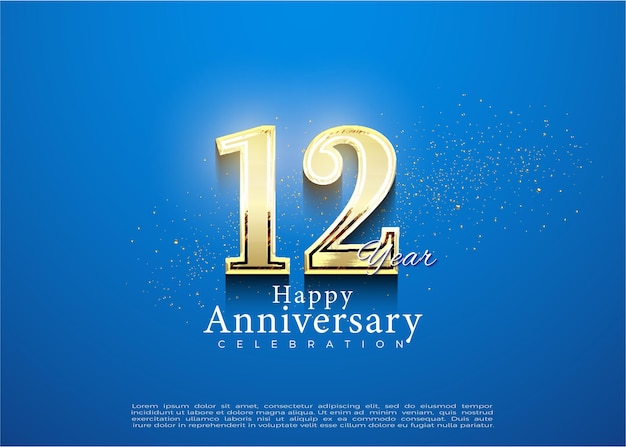 12 aniversario en diseño premium de vector de fondo azul