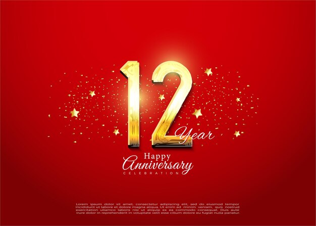 12 aniversario con diseño premium de vector de fondo de banner muy hermoso