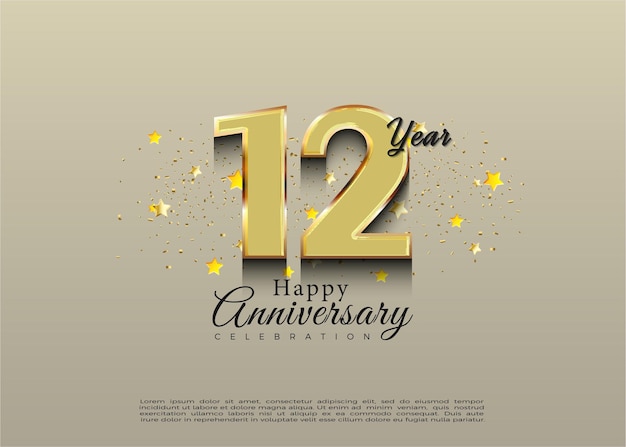 12.º aniversario con elegante diseño premium de vector de concepto de un color