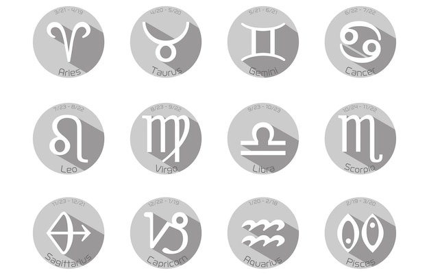 12 constelaciones conjunto de iconos ilustración vectorial gris