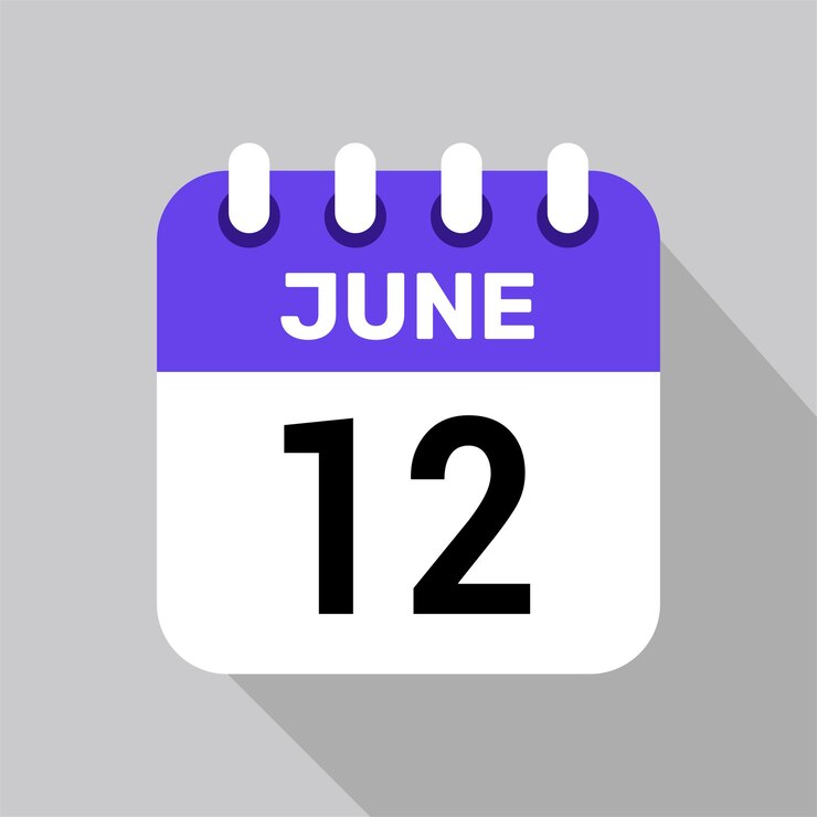 12 de junio icono de calendario diseño gráfico de fecha vectorial