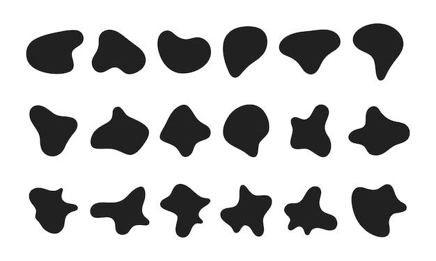 12 Moderno líquido en forma de mancha irregular elementos abstractos diseño gráfico de estilo plano vector de fluidos