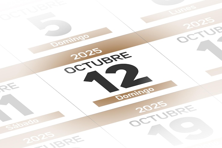 Vector 12 de octubre de 2025 ano ilustracion del dia calendario español