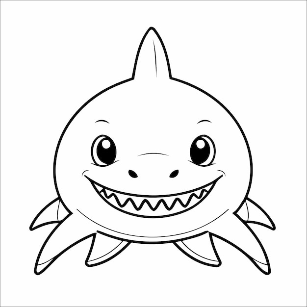 120 Lindo tiburón Kawaii Vector Página para colorear para niños