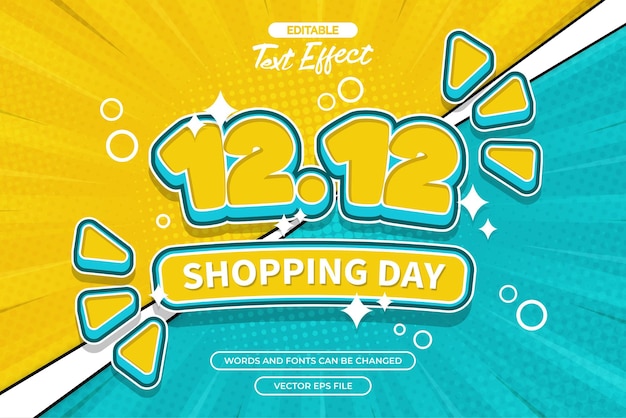 1212 efecto de texto del día de compras