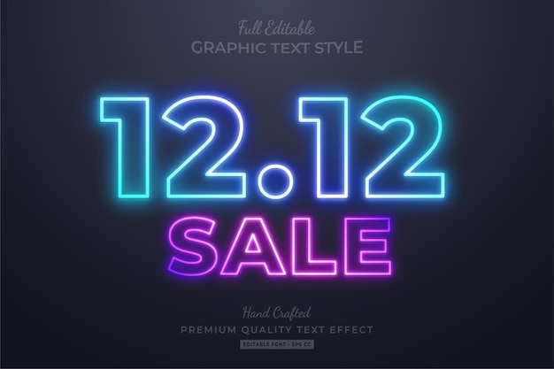 1212 sale neon estilo de fuente de efecto de texto editable