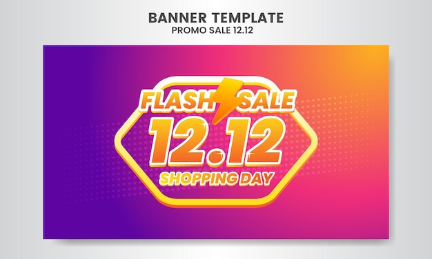 1212 Shopping Day Flash Sale Super Sale Banner Plantilla diseño oferta especial descuento