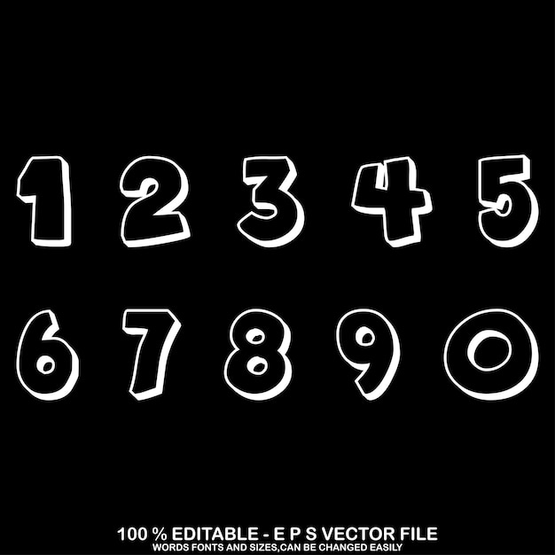 1234567890 números tipografía camiseta gráficos vectores
