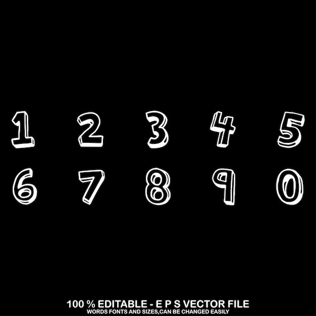 1234567890 números tipografía camiseta gráficos vectores