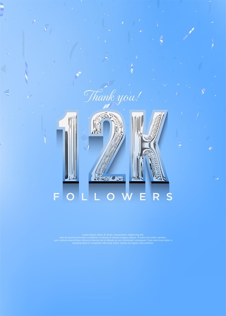 12k gracias seguidores con números azules brillantes y con un tema genial