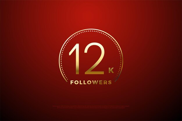 12k seguidores con franjas doradas y puntos alrededor de los números