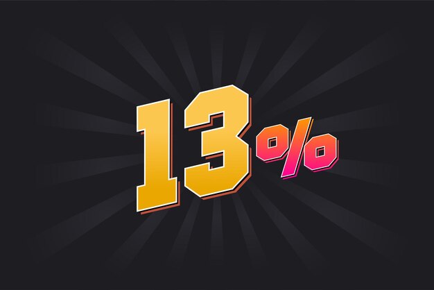 13 banner de descuento con fondo oscuro y texto amarillo Diseño promocional de ventas del 13 por ciento