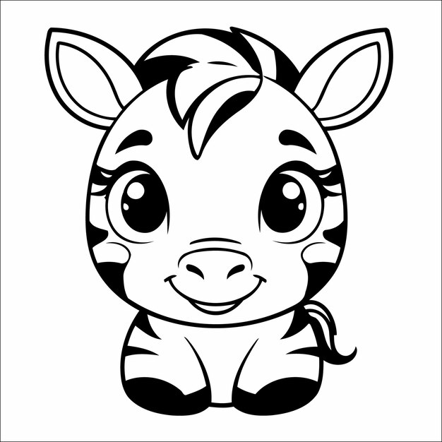 Vector 136 zebra kawaii vector página para colorear para niños