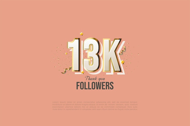 13k seguidores con ilustración de números chapados en oro brillante
