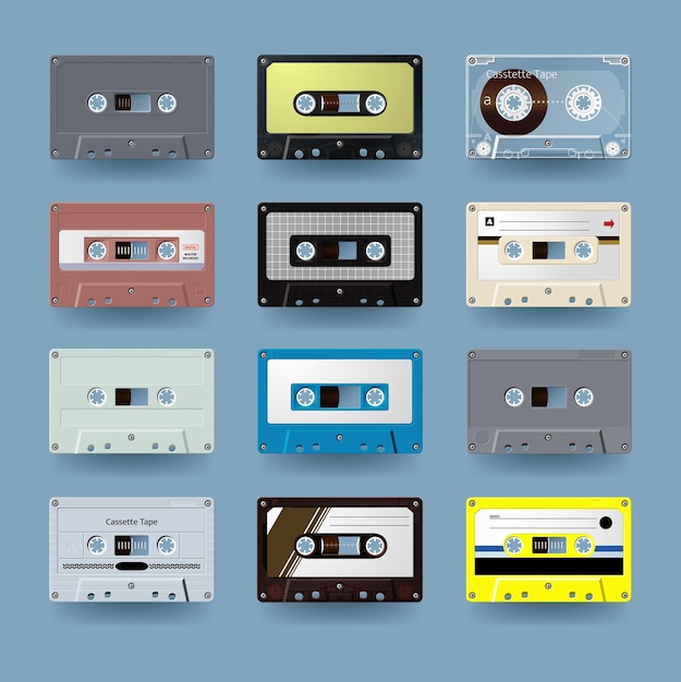 Mezcla de cinta cassette mega golpeada: vector de stock (libre de