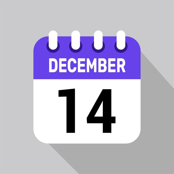 14 de diciembre icono de calendario vector fecha ilustración diseño de fondo