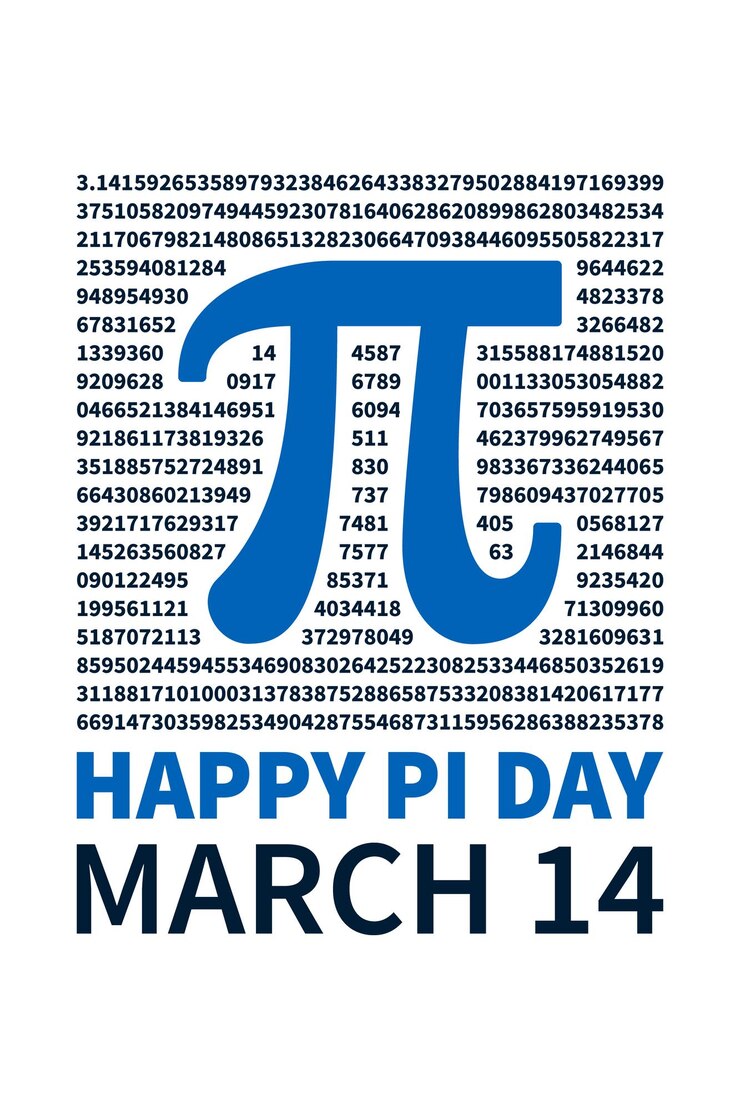 Vector 14 de marzo feliz día de pi 314 pancarta vertical vectorial pi números ilustración matemática