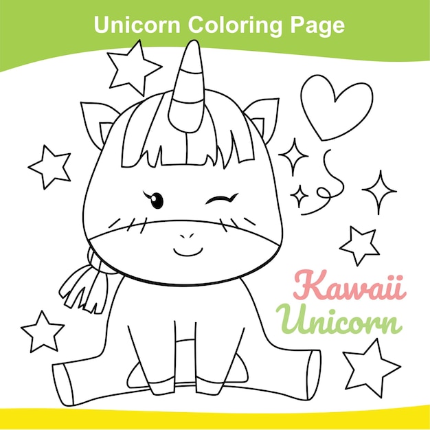 14 página para colorear de unicornio