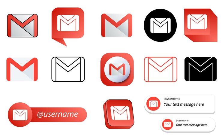 14 paquete de iconos de redes sociales de correo electrónico de Gmail
