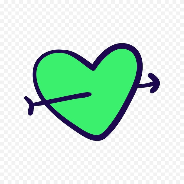 1427 Dibujo de corazón dibujado a mano en fondo blanco