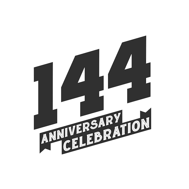 Vector 144 aniversario de celebración tarjeta de felicitaciones 144 años de aniversario