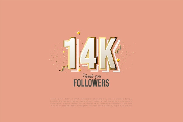 14k seguidores con diseño moderno de números.