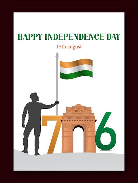 15 de agosto Día de la Independencia de la India Modelo de póster de ilustración vectorial de historias en las redes sociales