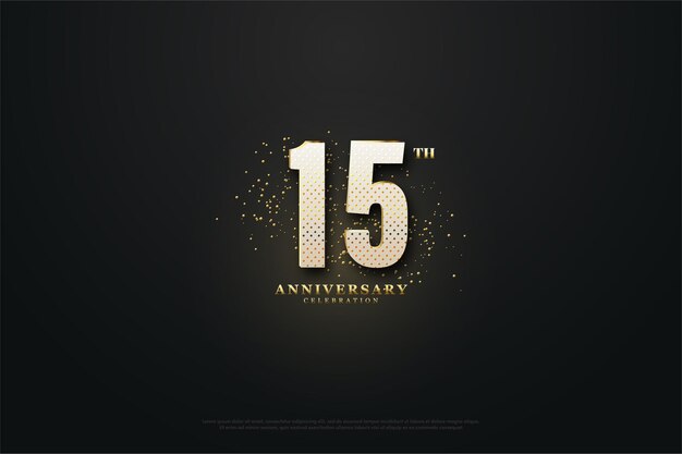 15 aniversario con números y arena dorada como decoración