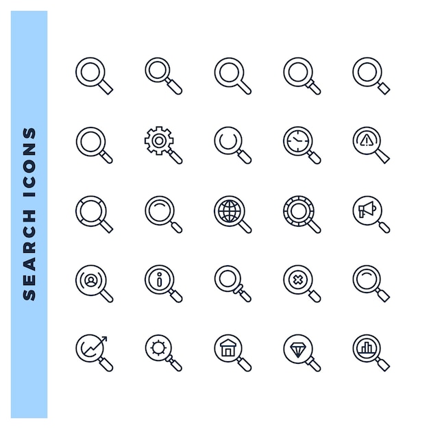 15 Búsqueda lineal Ilustración vectorial del paquete de iconos de color