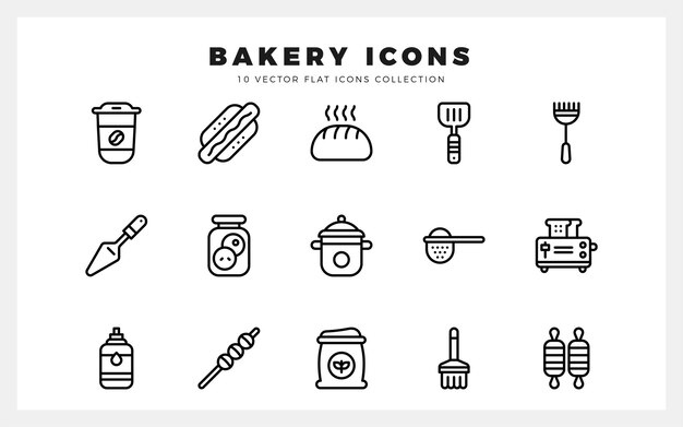 15 Iconos lineales de panadería Ilustración vectorial del paquete