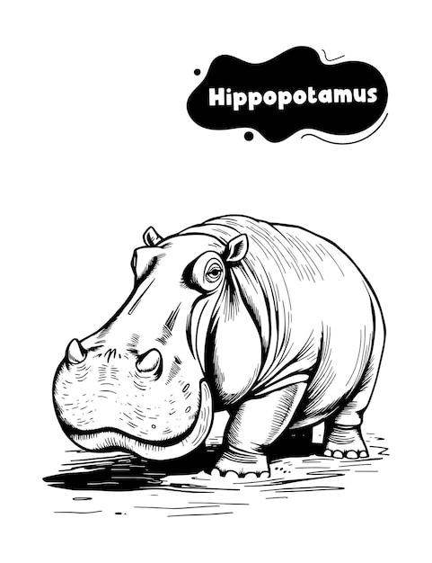 150 Modelo ilustrado de hipopótamo para colorear