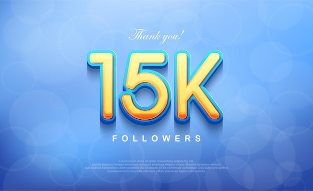 15k número para agradecer a los seguidores único fondo azul bokeh