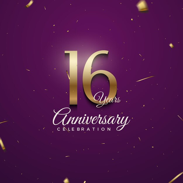16 aniversario con número marrón brillante