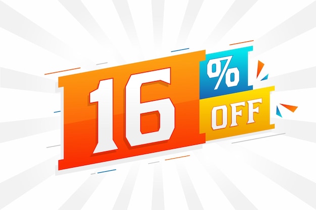 16 por ciento de descuento en 3D Diseño especial de campaña promocional 16 de oferta de descuento 3D para venta y comercialización