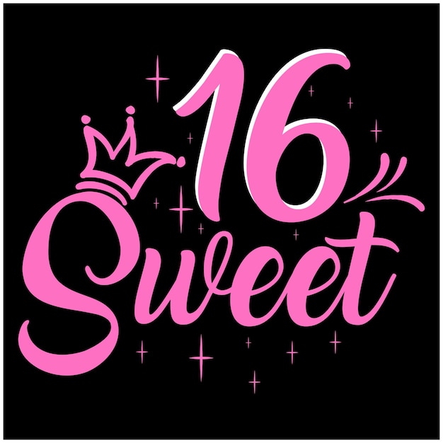 16 diseño de tipografía de cumpleaños dulce para camiseta, tarjeta, taza, impresión bajo demanda
