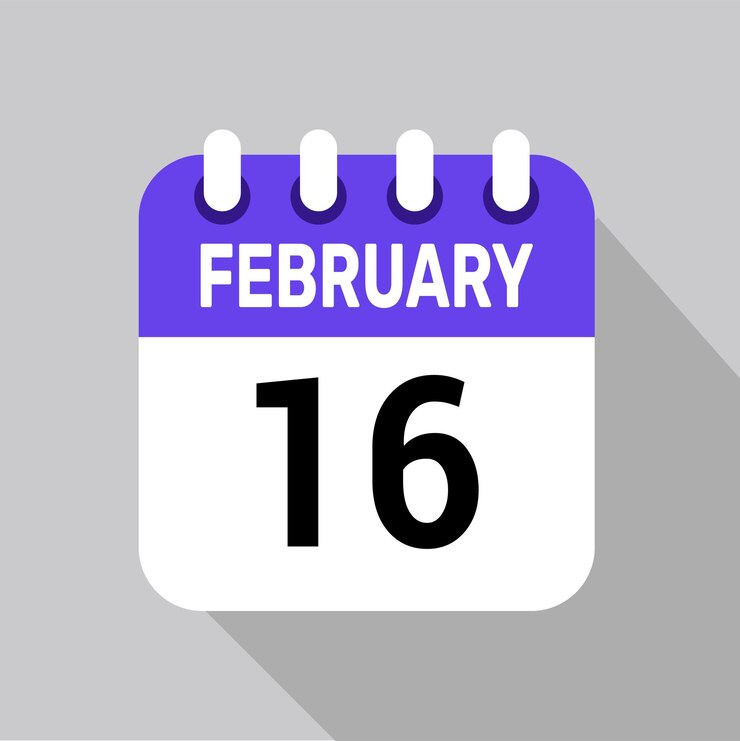 16 de febrero icono de calendario página de texto diseño web mensual