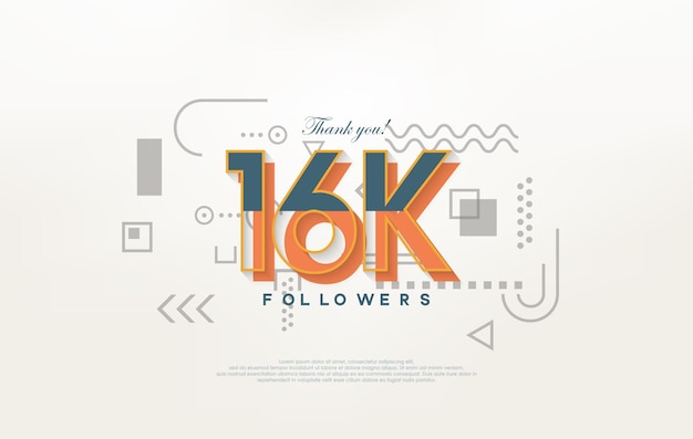 16k seguidores Gracias con coloridos números de dibujos animados ilustraciones