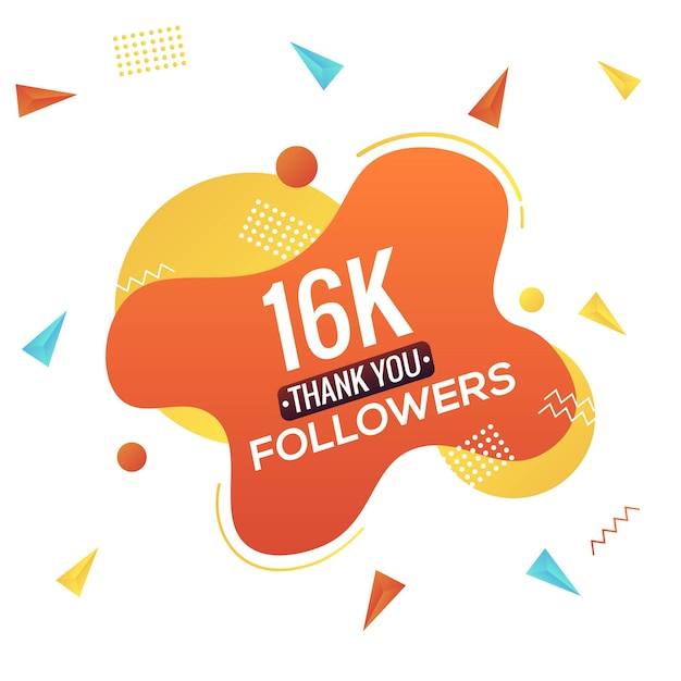 16k seguidores, publicaciones en sitios sociales, ilustración vectorial de tarjetas de felicitación. 16000 seguidores redes sociales.