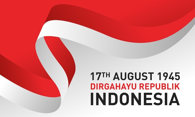 17 de agosto de 1945 feliz día de la independencia de indonesia Cartel de la tarjeta de felicitación con letras de dirgahayu republik indonesia Ondeando banderas de indonesia