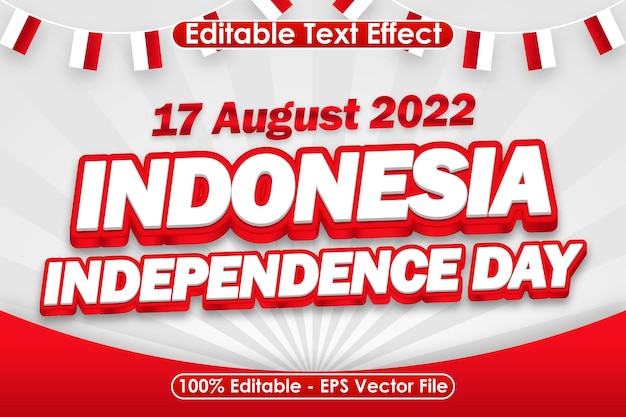 17 de agosto de 2022 día de la independencia de indonesia efecto de texto editable relieve en 3 dimensiones estilo moderno