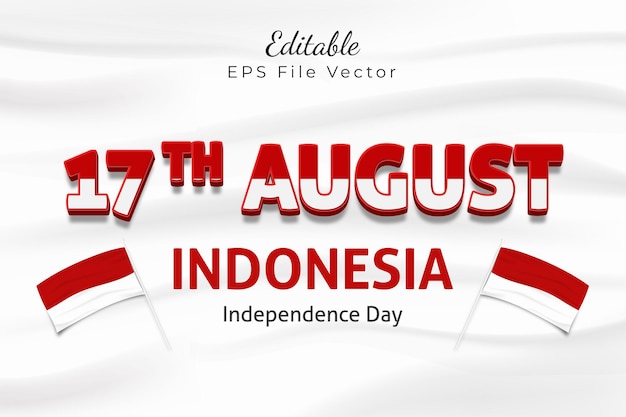 17 de agosto efecto de texto editable del día de la independencia de indonesia