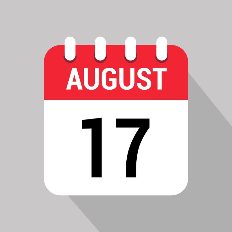 17 de agosto icono de calendario número de diseño de objeto vectorial