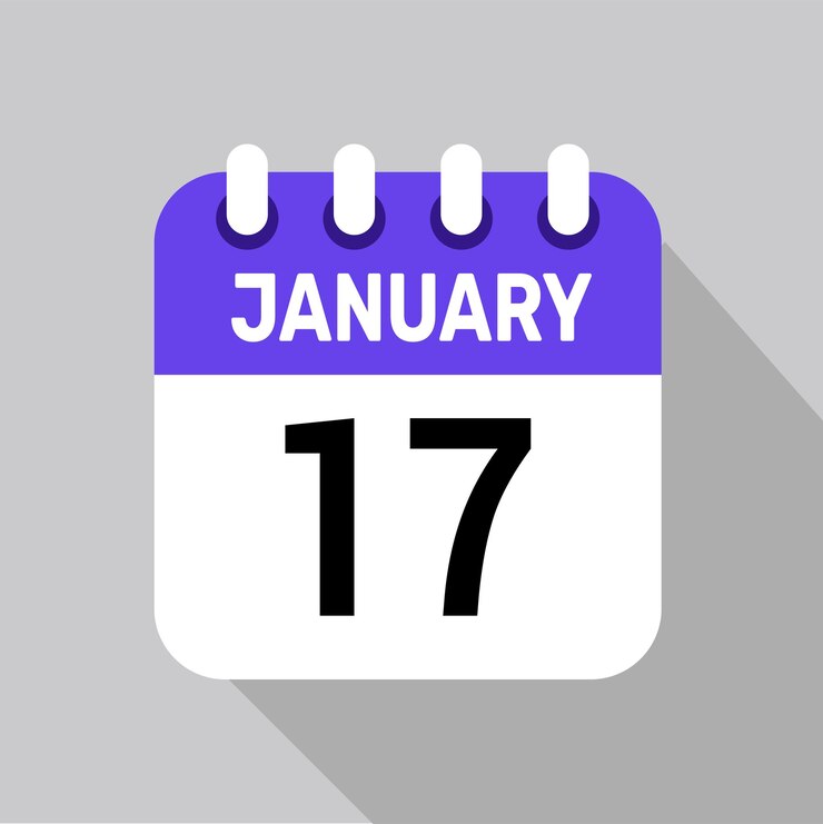 17 de enero icono de calendario página de texto diseño web mensual