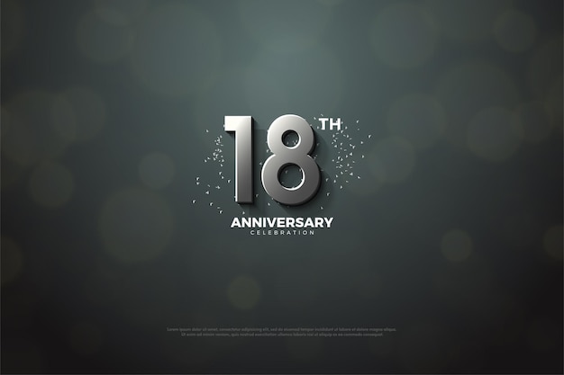 18 aniversario con la ilustración de números de plata 3d