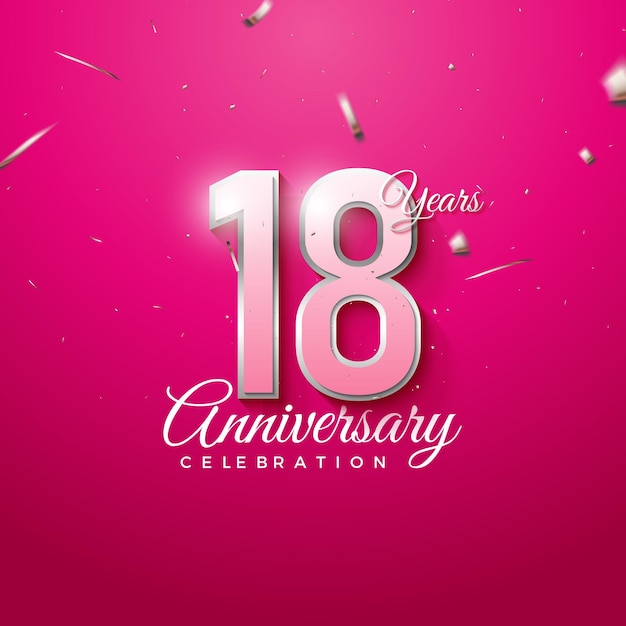 18 aniversario con números bordeados en plata