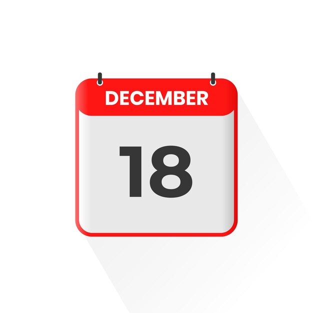 18 de diciembre icono de calendario 18 de diciembre calendario Fecha Mes icono vector ilustrador