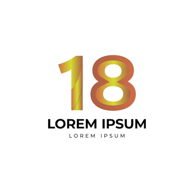 18 dieciocho Ilustración de gradiente del icono del logotipo del número