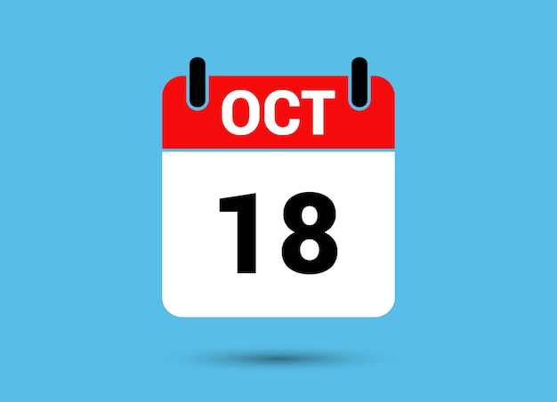 18 de octubre Fecha del calendario Icono plano Día 18 Ilustración vectorial