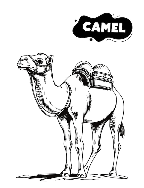 180 Modelo de ilustración de camello para colorear