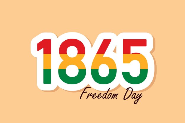 1865 inscripción en colores panafricanos día de la libertad verde amarillo rojo tarjeta vectorial